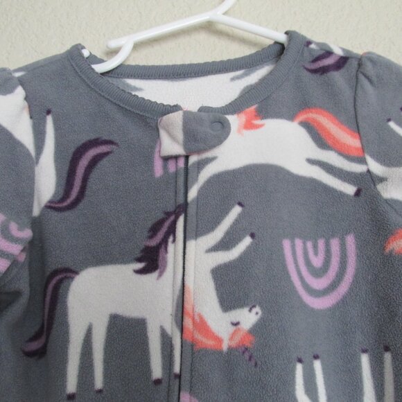 Just One You‎ Carters Unicorn Footed Sleeper Toddler Girls Size 18M Gray Zip Up - Picture 2 of 6